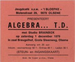 Steun- en ingangskaart Algebra T.D. jeugdhuis 't Sloefke