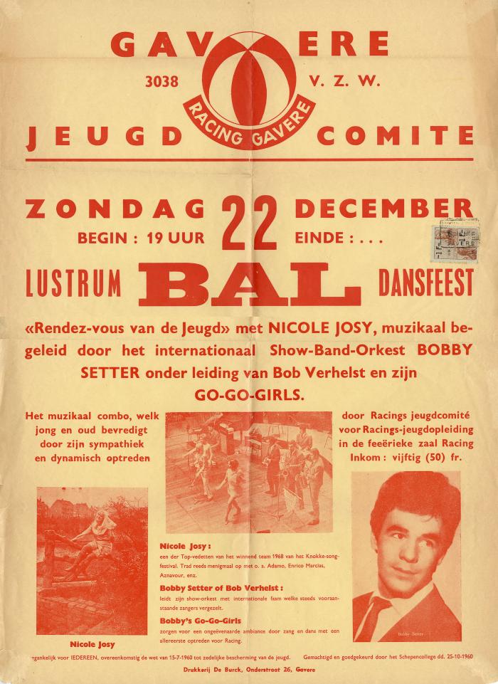 Affiche Lustrum Bal Dansfeest in Racing Gavere
