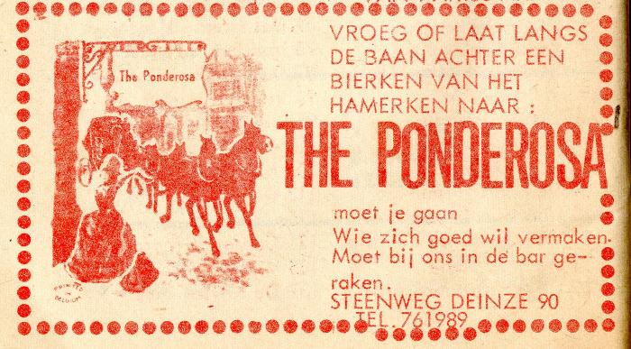 Reclame-advertentie café annex dancing The Ponderosa