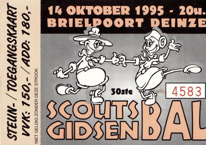 Steunkaart voor het 30ste Scouts- en Gidsenbal Deinze.