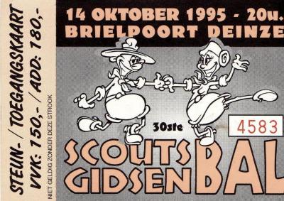 Steunkaart voor het 30ste Scouts- en Gidsenbal Deinze.