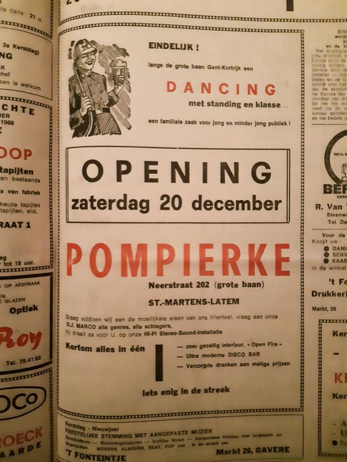 Advertentie opening dancing Pompierke