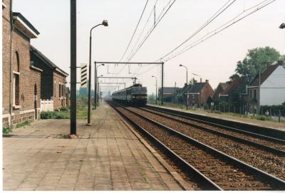 De trein komt aan in het station van Olsene