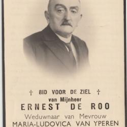 Bidprentje oorlogsslachtoffers Ernest De Roo