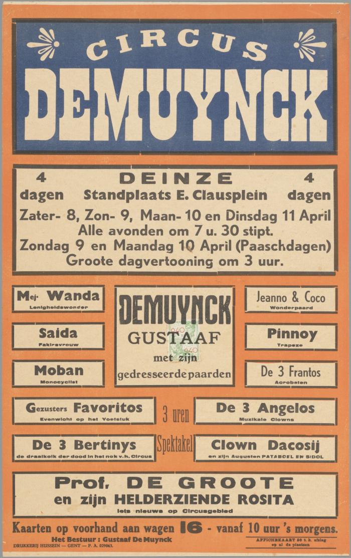 Affiche circus Demuynck in Deinze