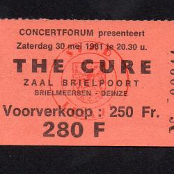 Toegangsticket voor het concert van The Cure in de Brielpoort