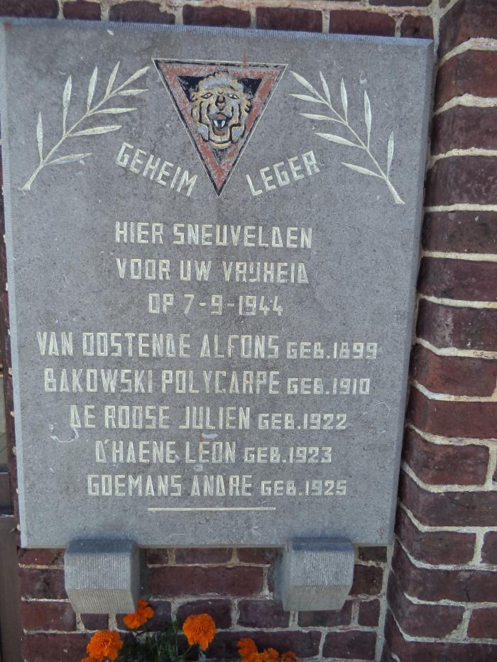 Gedenkplaat voor de slachtoffers van de Slag bij de Leebeek