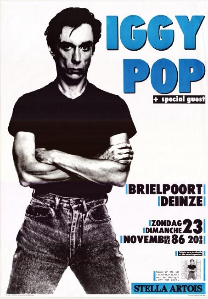 Affiche met aankondiging van het optreden van Iggy Pop in de Brielpoort
