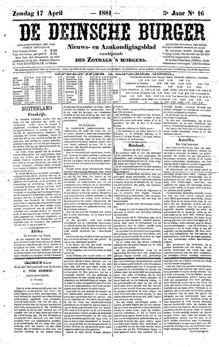 De Deinsche Burger: zondag 17 april 1881