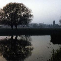 Idyllische zicht op de Zevergemse Scheldevallei