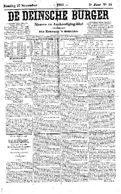 De Deinsche Burger: zondag 27 november 1881