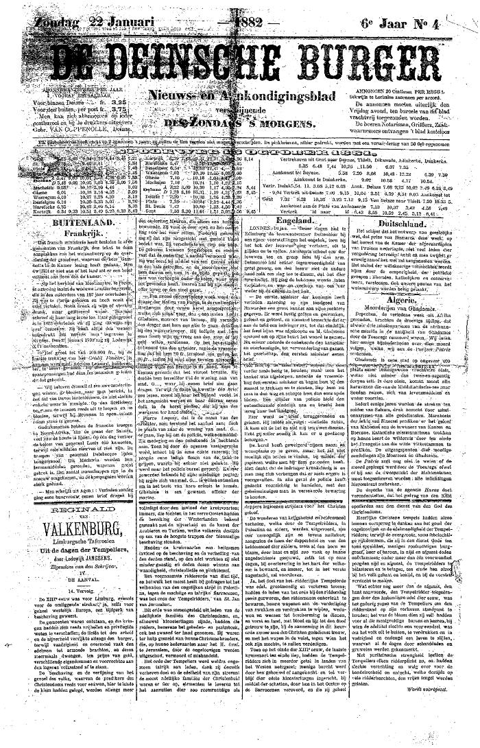 De Deinsche Burger: Zondag 22 januari 1882