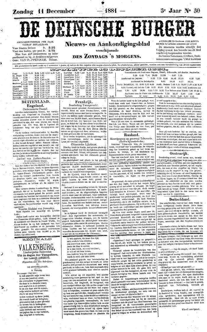 De Deinsche Burger: Zondag 11 december 1881
