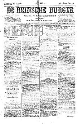 De Deinsche Burger: Zondag 23 april 1882