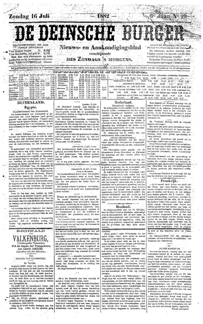 De Deinsche Burger: Zondag 16 juli 1882