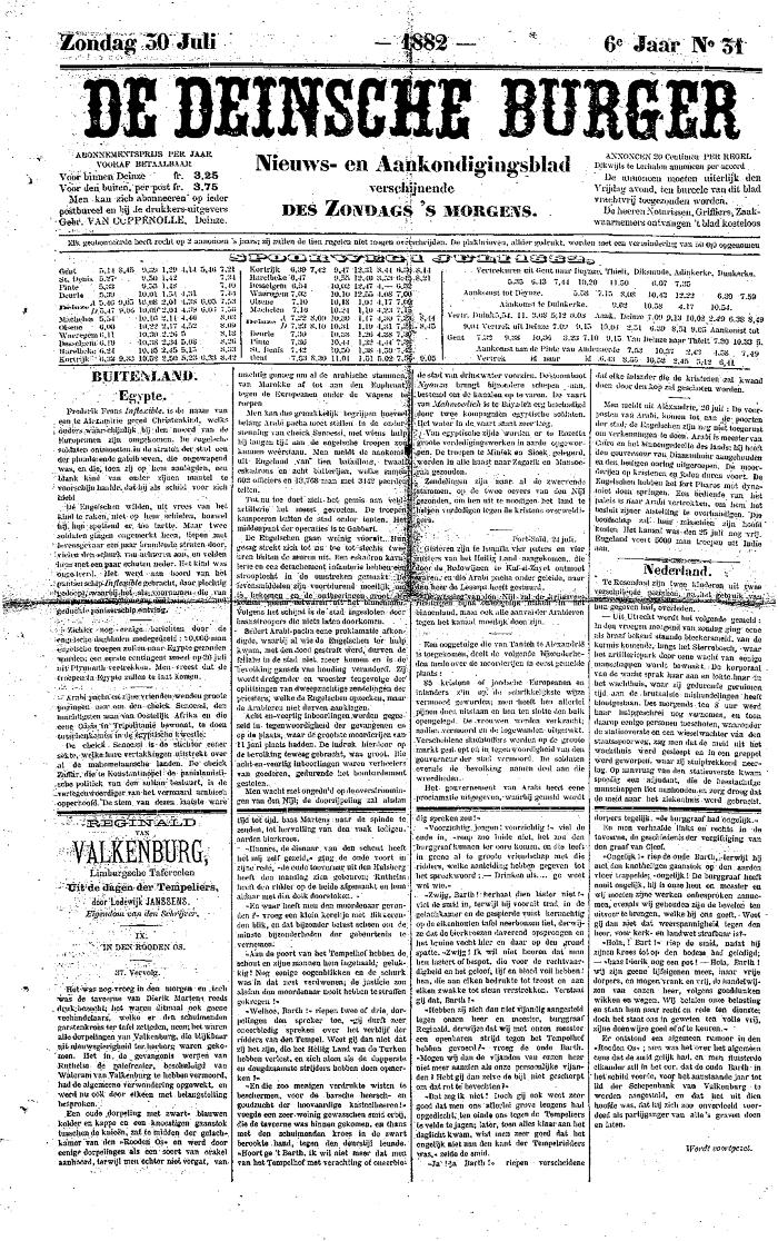De Deinsche Burger: Zondag 30 juli 1882