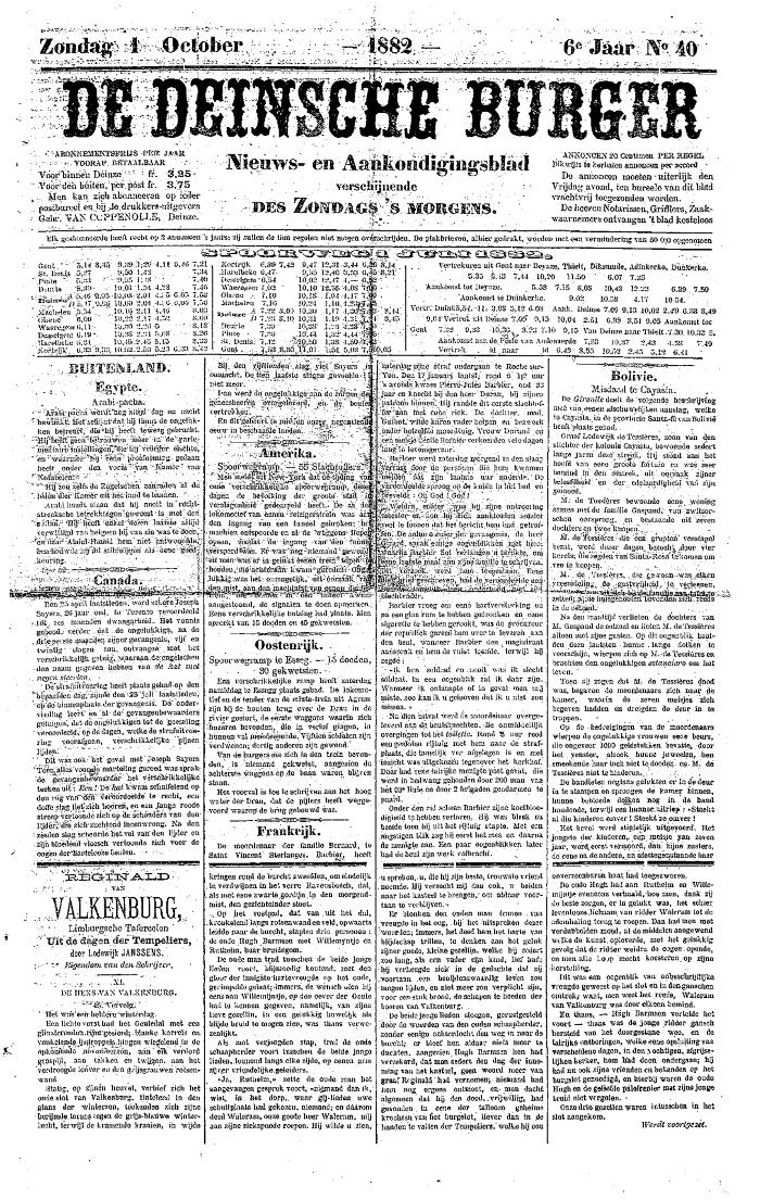 De Deinsche Burger: zondag 1 oktober 1882 