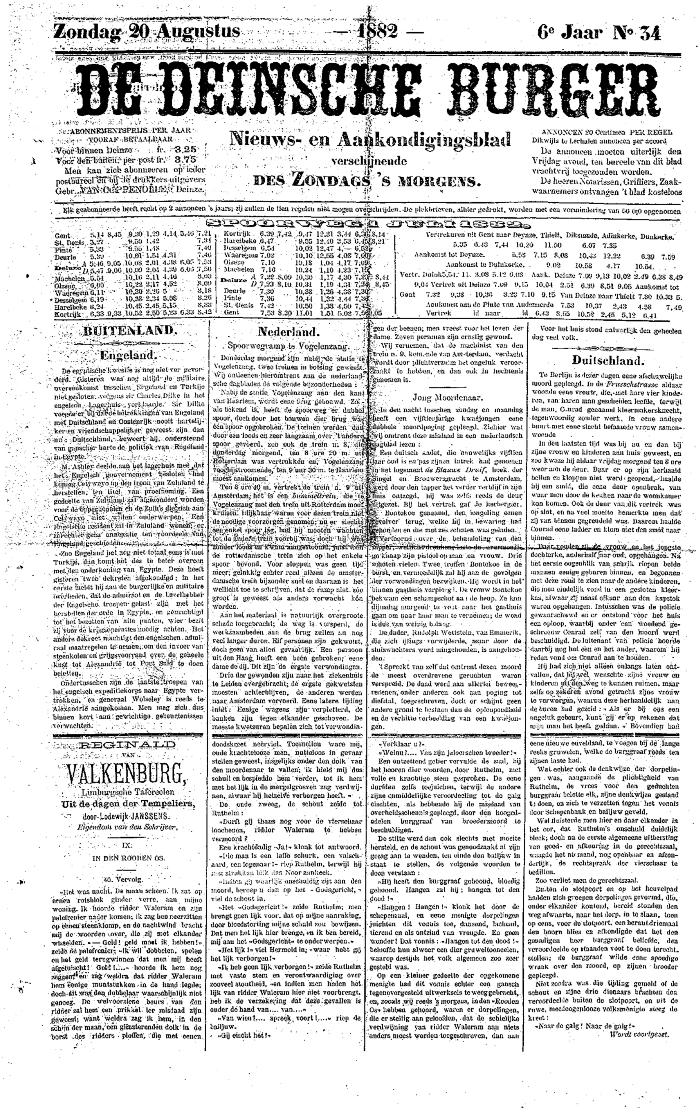 De Deinsche Burger: Zondag 20 augustus 1882