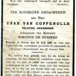 Doodsprentje politiek gevangene Yvan Van Coppenole