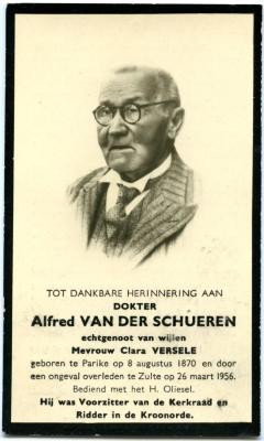 Doodsprentje dokter Alfred Van Der Schueren