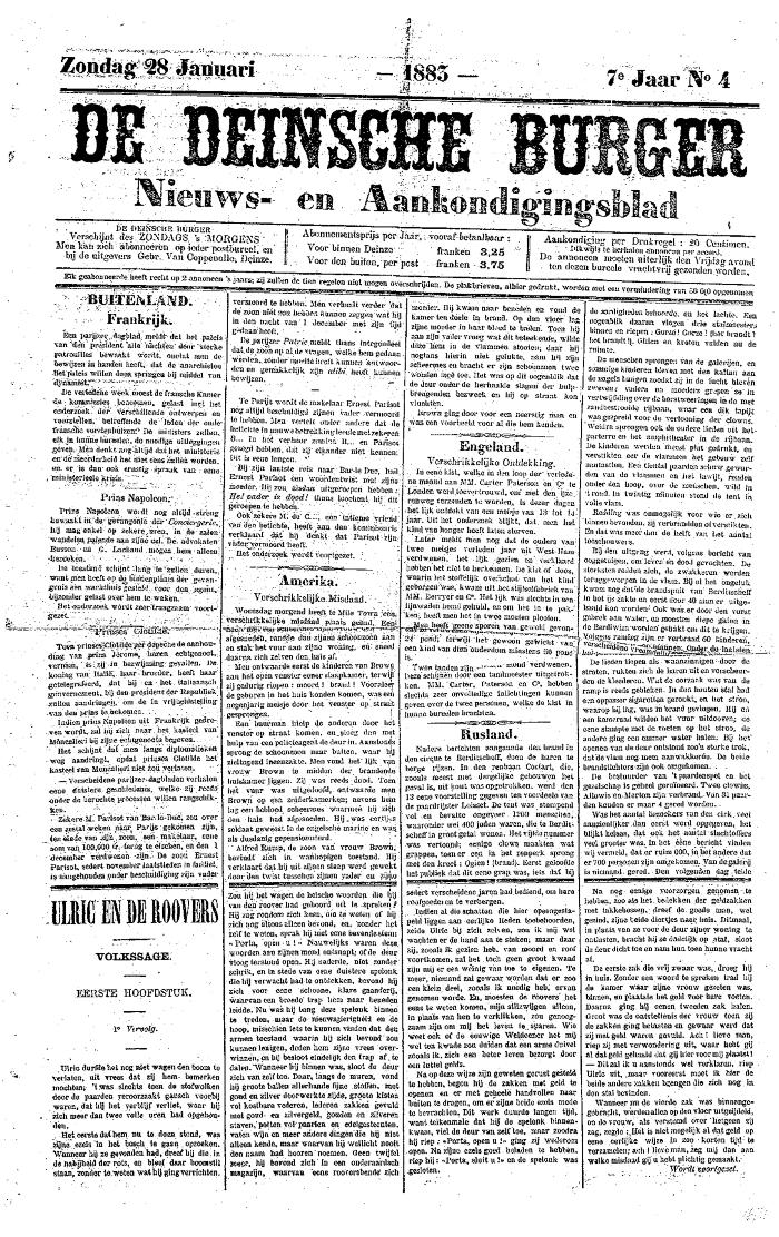 De Deinsche Burger: Zondag 28 januari 1883