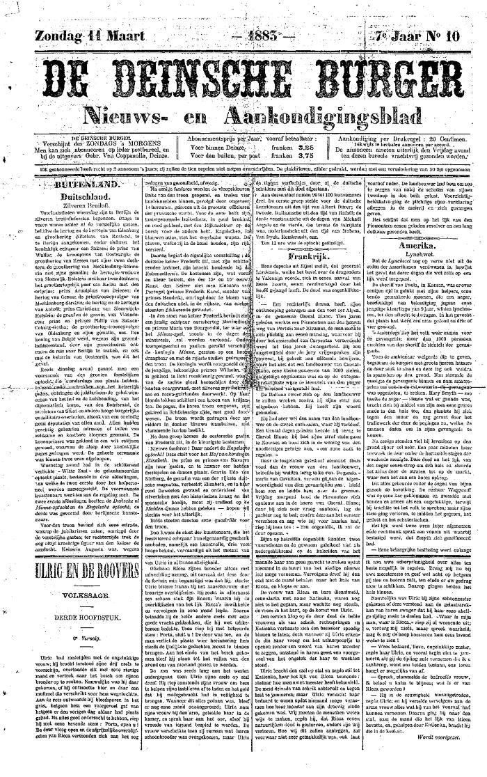 De Deinsche Burger: Zondag 11 maart 1883