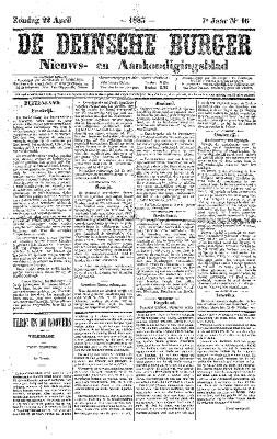 De Deinsche Burger: Zondag 22 april 1883