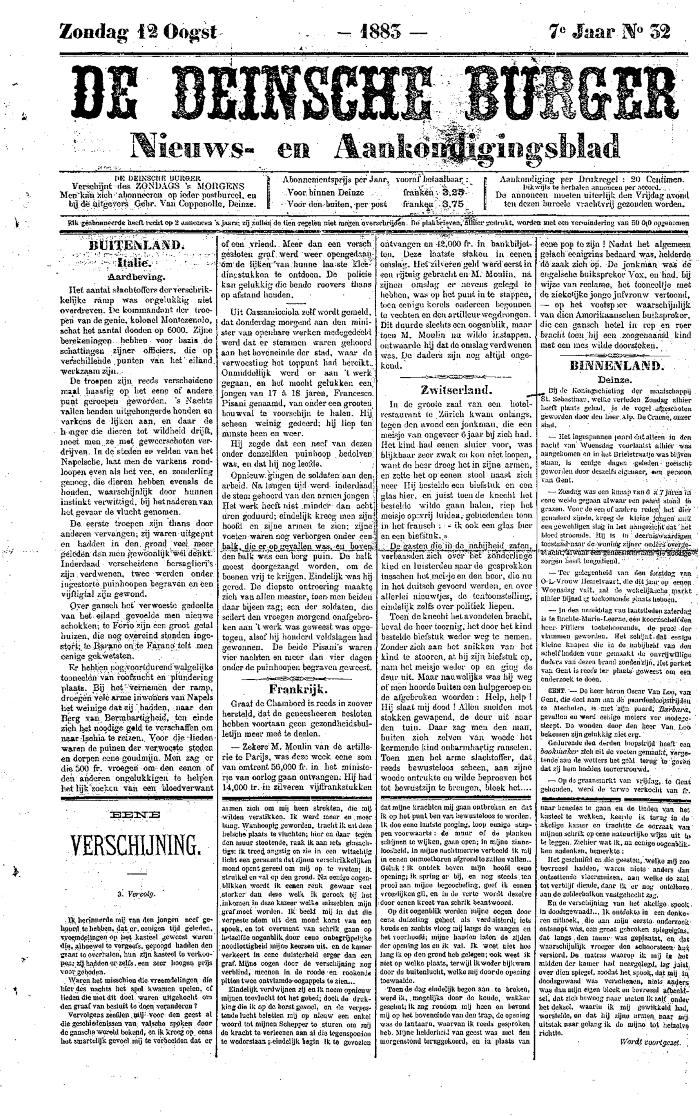 De Deinsche Burger: Zondag 12 augustus 1883