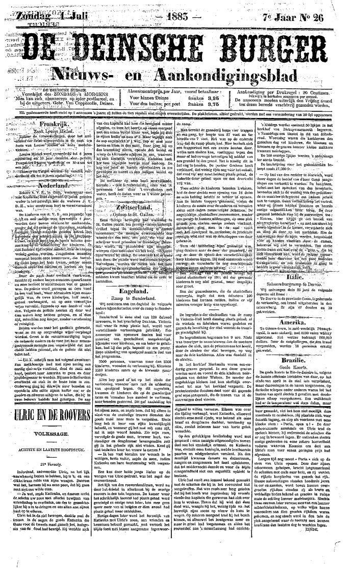 De Deinsche Burger: Zondag 1 juli 1883