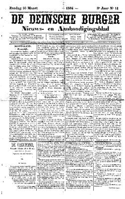 De Deinsche Burger: Zondag 16 maart 1884