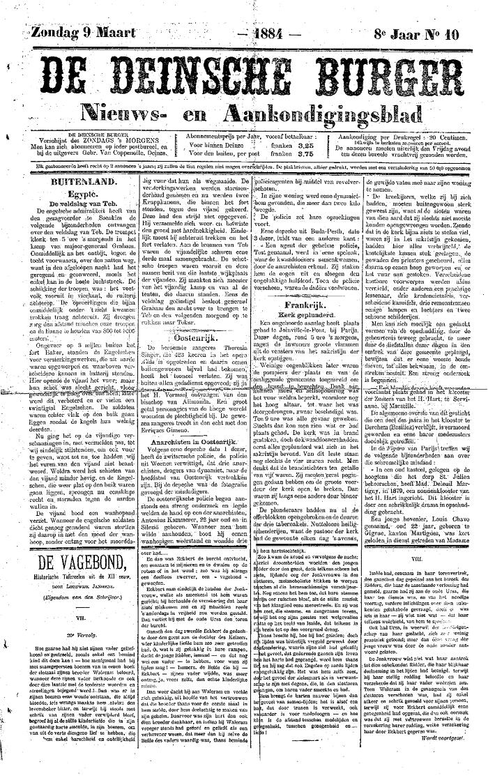 De Deinsche Burger: Zondag 92 maart 1884
