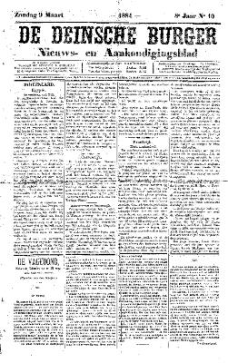 De Deinsche Burger: Zondag 92 maart 1884