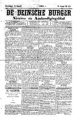 De Deinsche Burger: Zondag 6 april 1884
