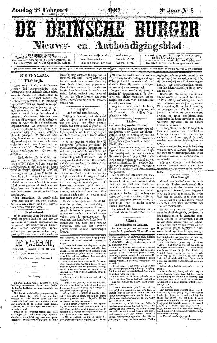 De Deinsche Burger: Zondag 24 februari 1884