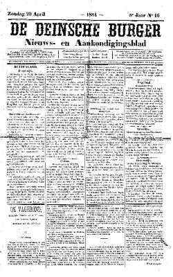 De Deinsche Burger: Zondag 20 april 1884