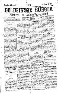 De Deinsche Burger: Zondag 27 april 1884