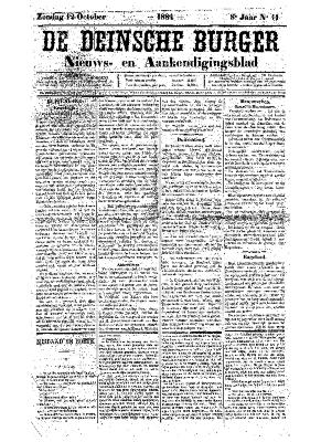 De Deinsche Burger: Zondag 12 oktober 1884
