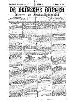 De Deinsche Burger: Zondag 7 september 1884