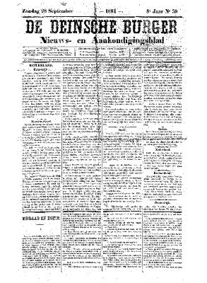 De Deinsche Burger: Zondag 28 september 1884