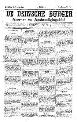 De Deinsche Burger: Zondag 3 augustus 1884