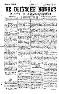 De Deinsche Burger: Zondag 20 juli 1884