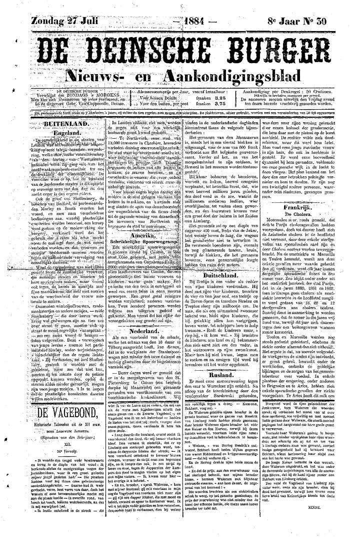 De Deinsche Burger: Zondag 27 juli 1884