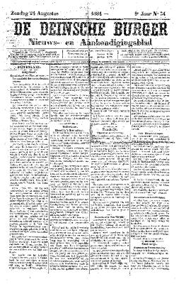 De Deinsche Burger: Zondag 24 augustus 1884