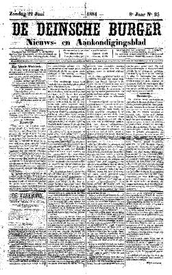 De Deinsche Burger: Zondag 22 juni 1884
