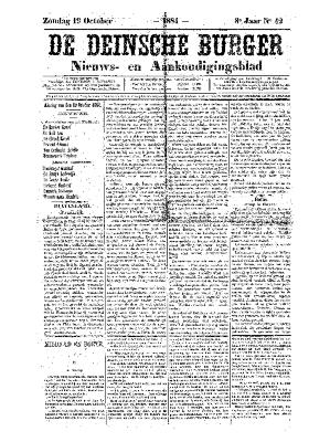 De Deinsche Burger: Zondag 19 oktober 1884