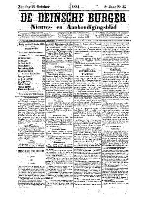 De Deinsche Burger: Zondag 26 oktober 1884