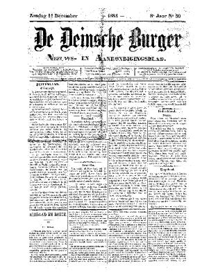 De Deinsche Burger: Zondag 14 december 1884