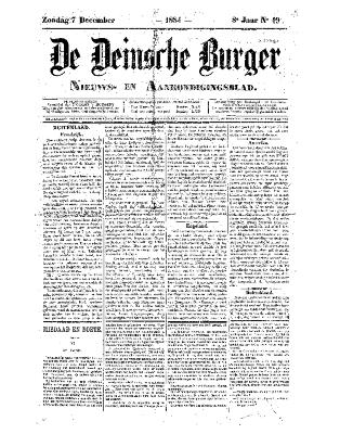De Deinsche Burger: Zondag 7 december 1884