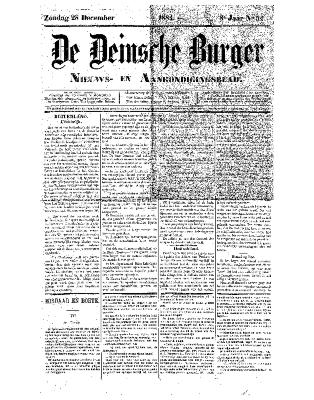 De Deinsche Burger: Zondag 28 december 1884