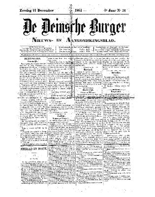 De Deinsche Burger: Zondag 21 december 1884